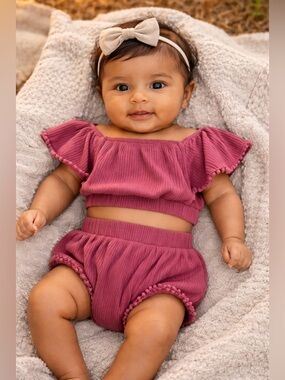 kate quinn Dusty Rose Three-Piece Baby Matching Set